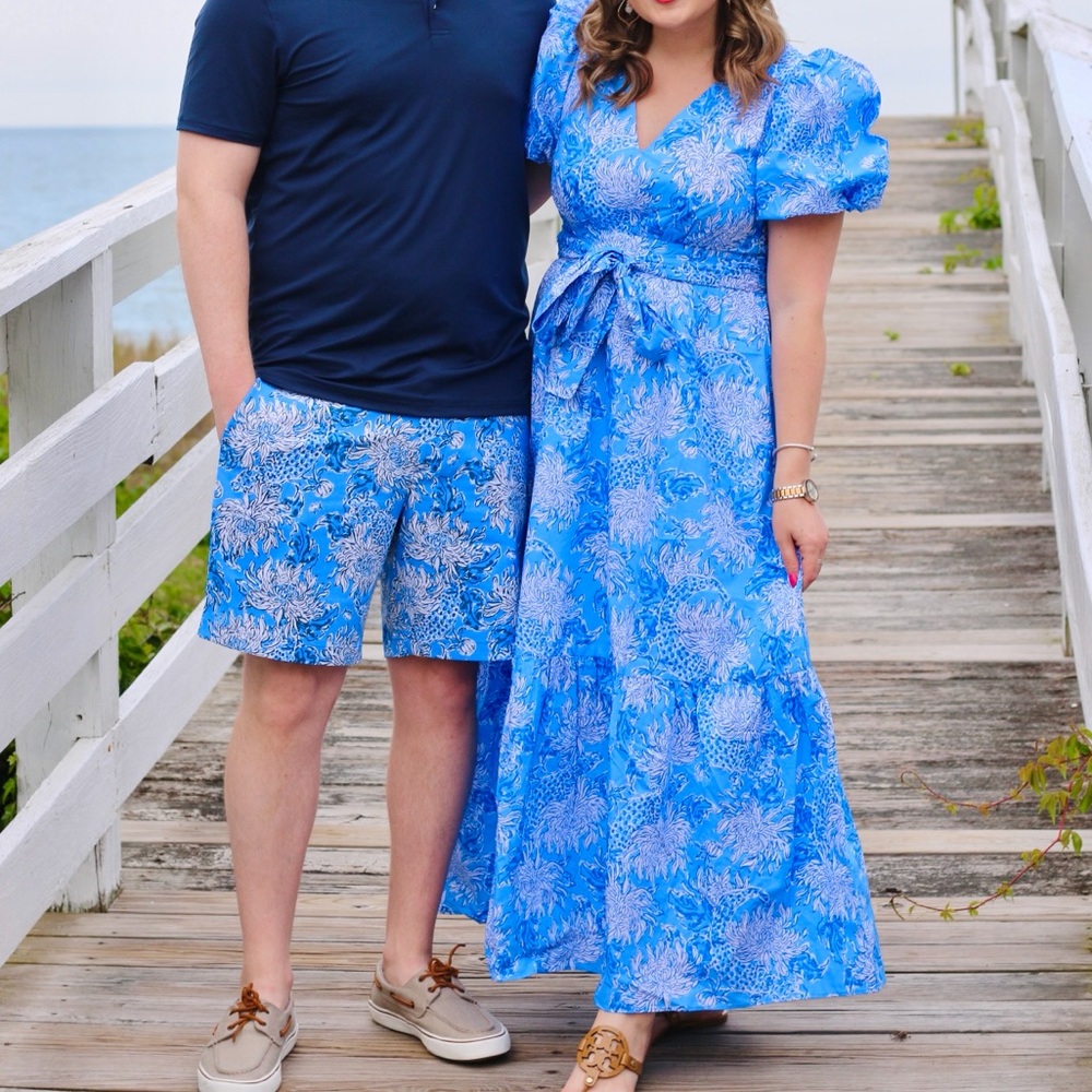 Lilly Pulitzer Ezralyn Dress Blue Floral Maxi